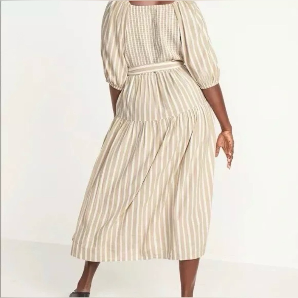 Waist defined stripe tie belt midi wrap dress by Old Navy. - Picture 2 of 9